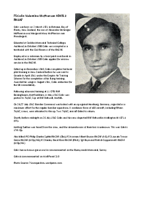 A preview of a PDF biography for McPherson, Colin Valentine